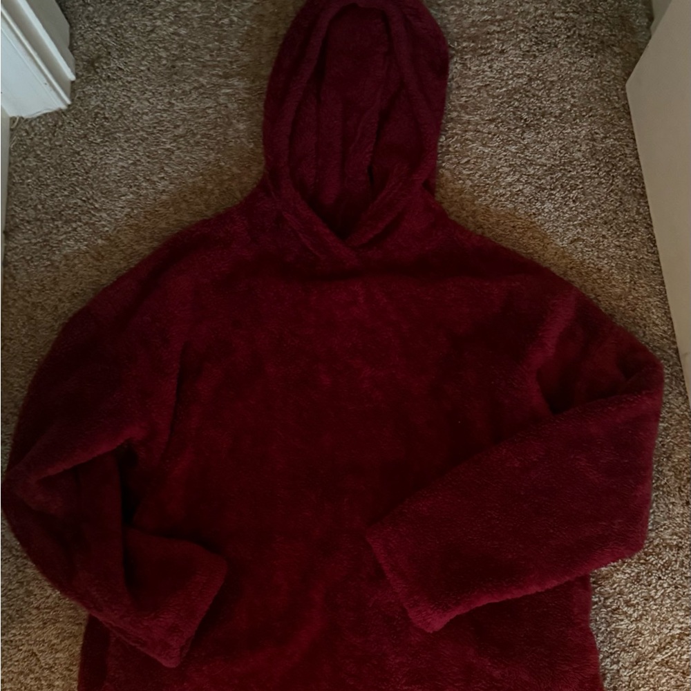 Doublju Red Cozy Hooded Sweater